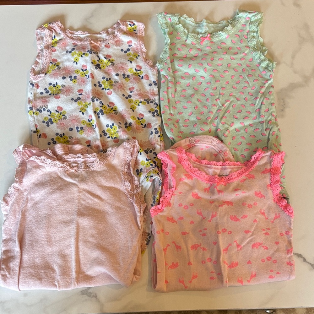 Girls Sleeveless Cotton Bodysuit Pack - Pastel Pink & Mint